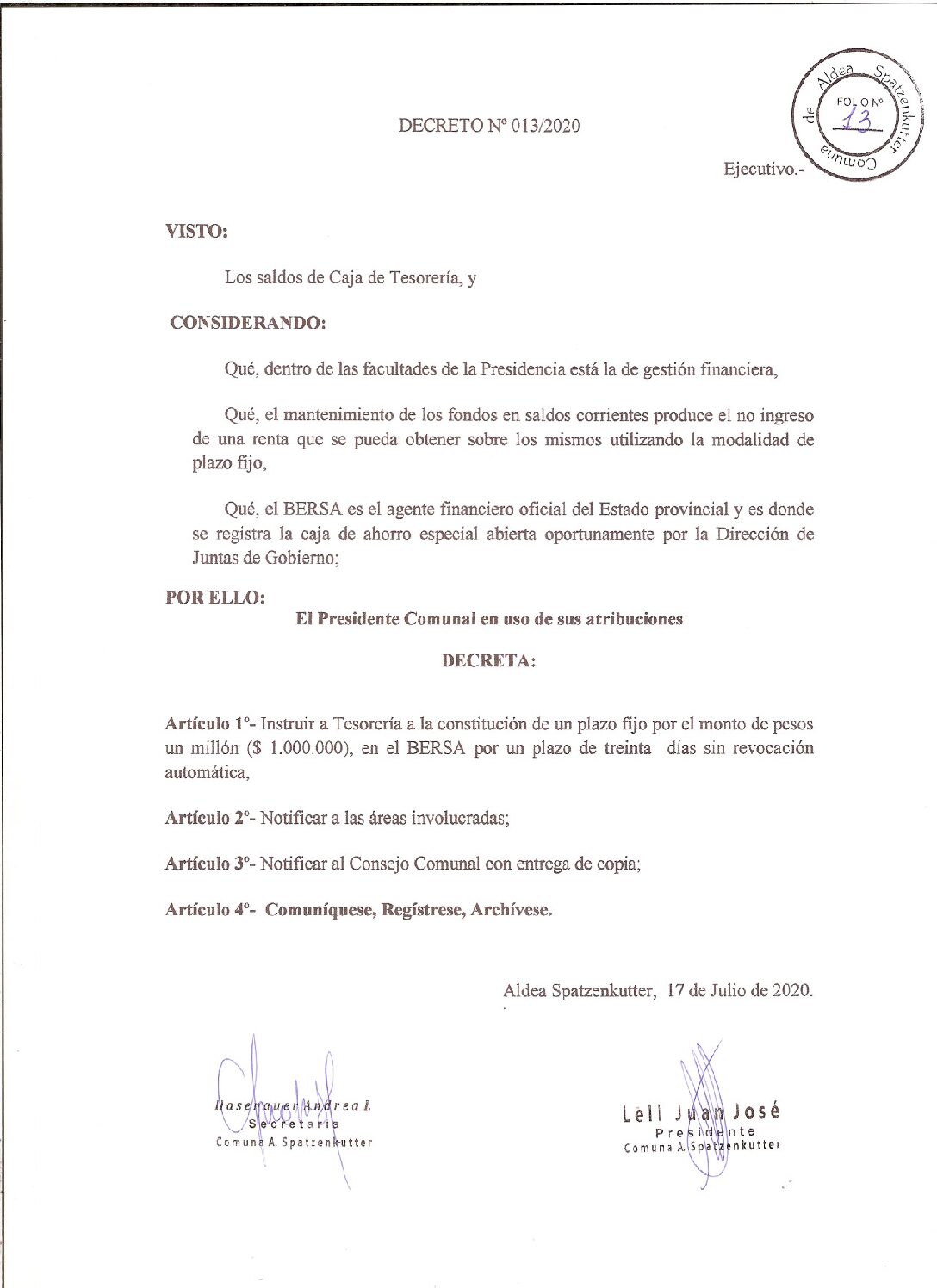 DECRETO Nº013-20