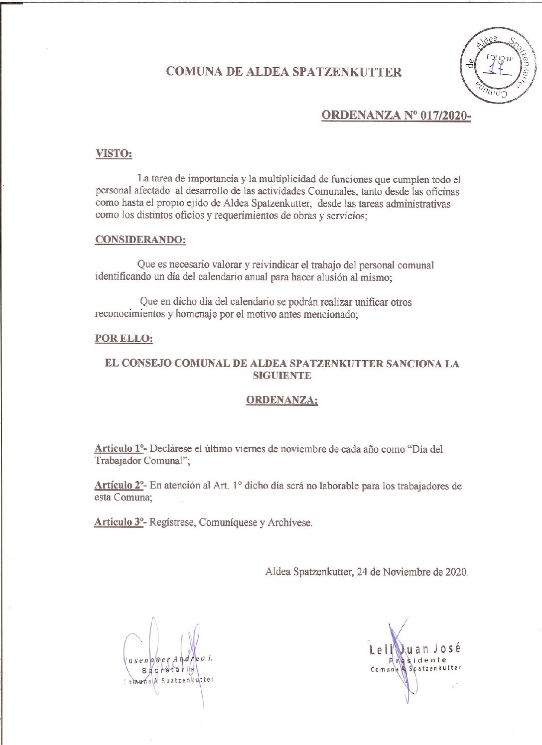 ORD Nº 017-2020
