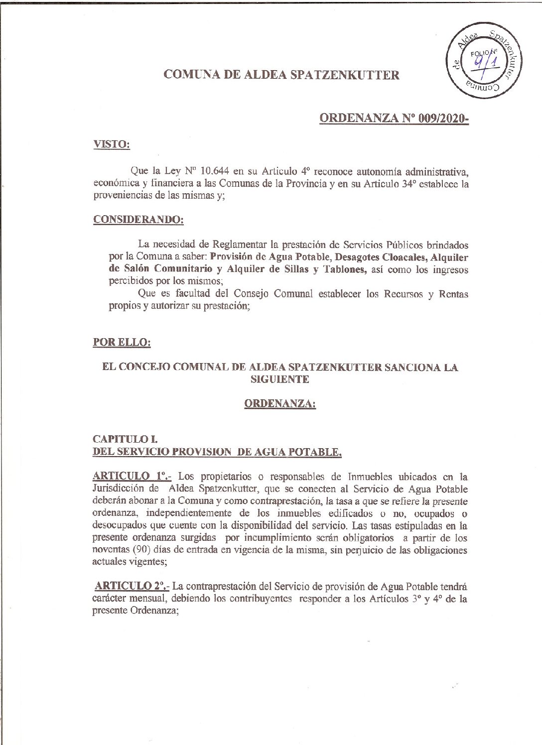 ORDENANZA Nº09-20