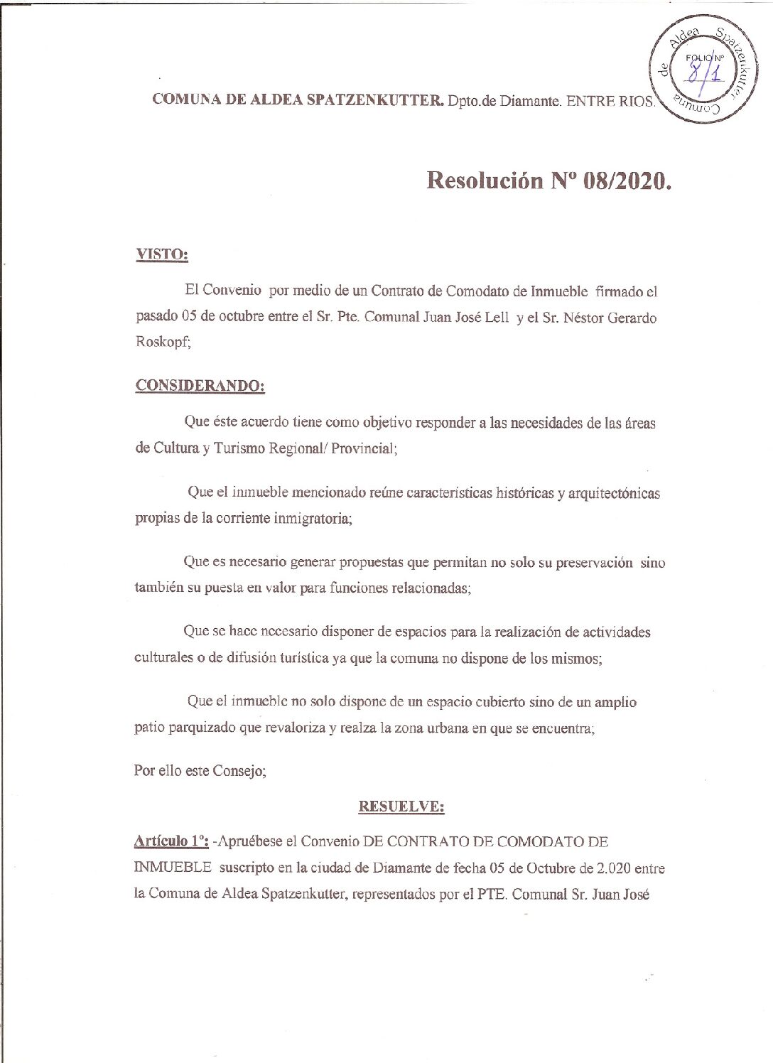 RESOLUCION Nº08-20