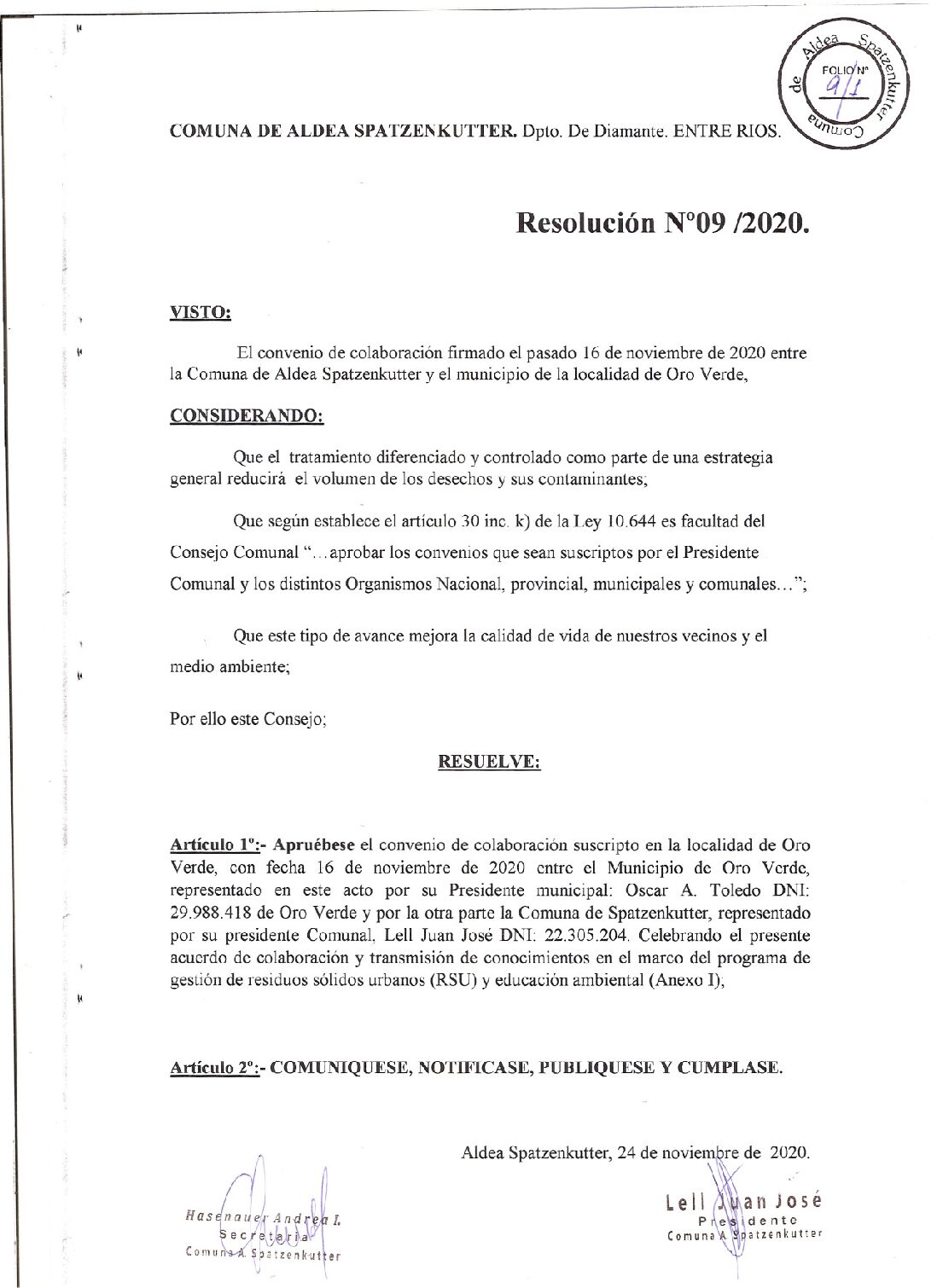 RESOLUCION Nº09-20