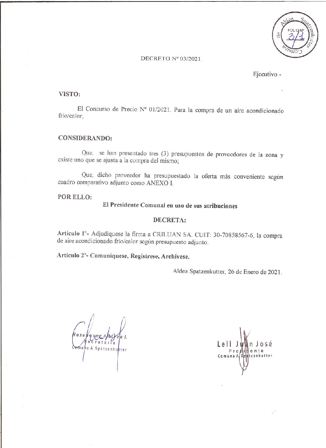 DECRETO Nº03-21