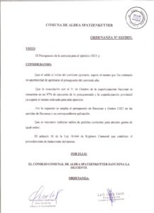 ORDENANZA Nº 033-21