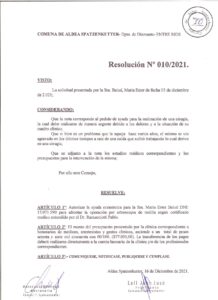 RESOLUCION Nº 010-2021