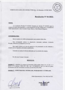 RESOLUCION Nº 001-22